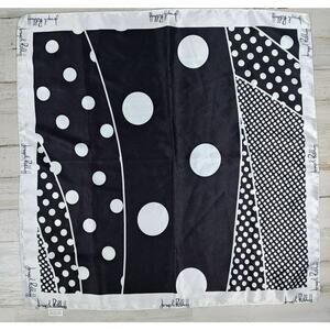 JOSEPH RIBKOFF Women's Square 20"x20" Silk Like Scarf Black and White